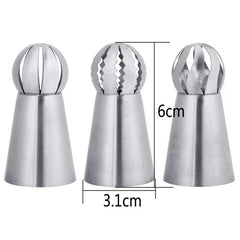 Cupcake Stainless Steel Sphere Decorator Ball Shape Icing Piping Nozzle Pastry Cream Tip Flower Shape Pastry Tube Decoration Tools