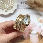 Women's Luxury Quartz Watch with Snake Design Bracelet Band Gold Silver & Rose Gold