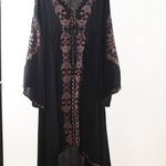 Women's Long sleeve Floral Embroidered Cotton Long Dress