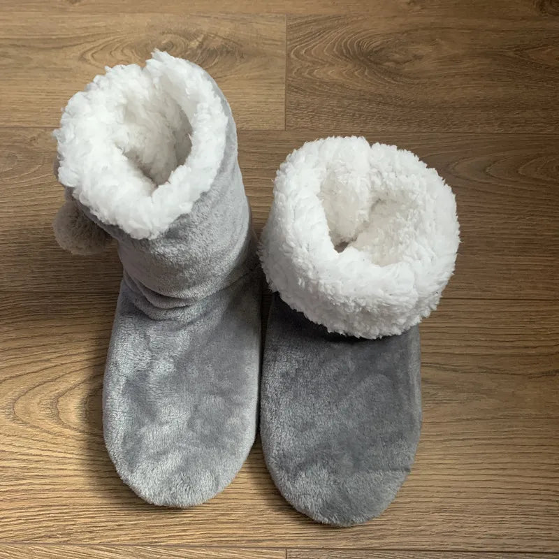 Cozy Flannel Home Indoor Winter Slippers Non Slip Grip Fluffy Boots