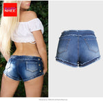 Women's Tight Denim Shorts With Low Waist Fashionable and Sexy Distressed Shorts