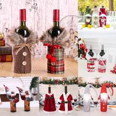 Christmas Decorations Wine Bottle Cloth Gift Bags for Home or Gift Santa Claus Cover Snowman Stocking Wine Bottle Bag Covers