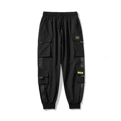 Women's Gothic Black Pants Streetwear Elastic Waist Baggy Y2K Cargo Pants