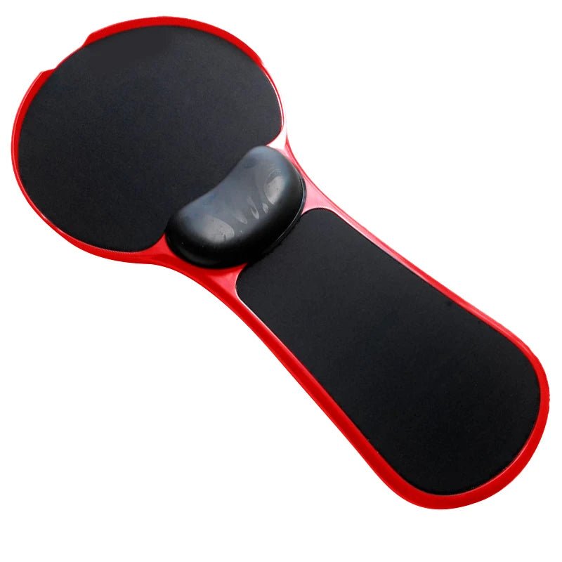 Red and black wrist rest on a white background