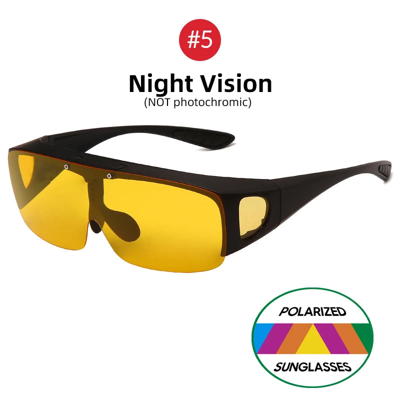 Night vision sunglasses with yellow lenses on a white background