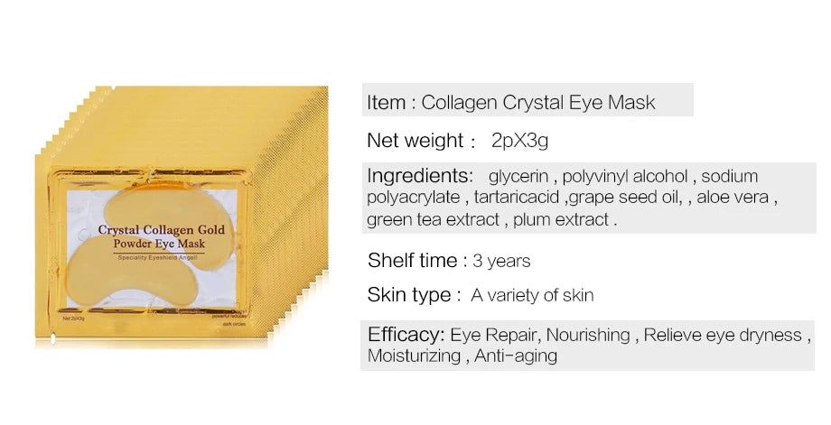 Gold Collagen Eye Mask – Anti-Dark Circles & Fine Lines Beauty Patches for Radiant Skin