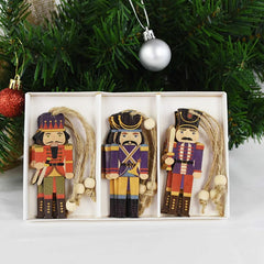 Christmas Tree Ornaments Nutcracker Soldier Hanging Ornaments Merry Christmas Tree Wood Ornaments Craft Supplies