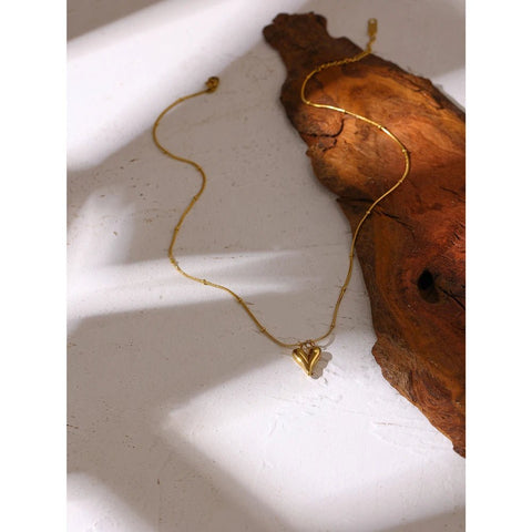 Heart Pendant Necklace Women Stainless Steel 18K Gold Plated Stylish Choker Chain Jewelry Party Gift