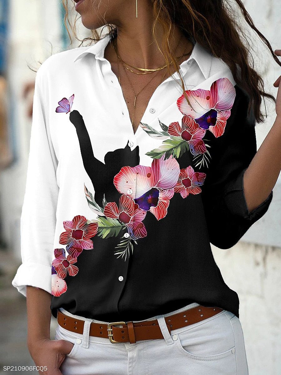 Floral Print Blouse Women Long Sleeve Casual Shirt Everyday Comfortable Spring Fashion Top