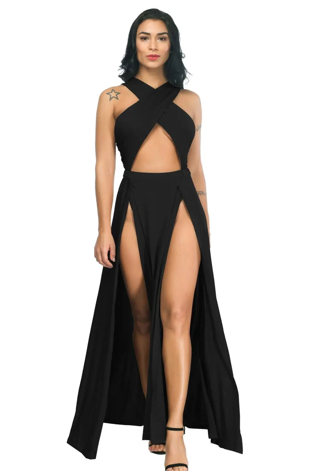 Cut-Out Maxi Dress black