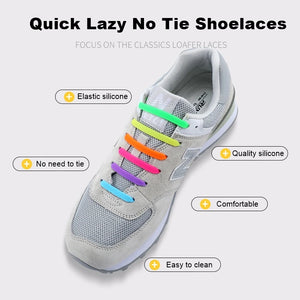 Elastic Silicone Shoelaces Fashion Unisex Athletic Non-Tie Shoe Lace Fit All Sneakers Quick Shoe Lace