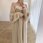 Women's Cardigan Coat, Wool Cashmere Soft Loose Knitwear, Over-the-knee Cardigan