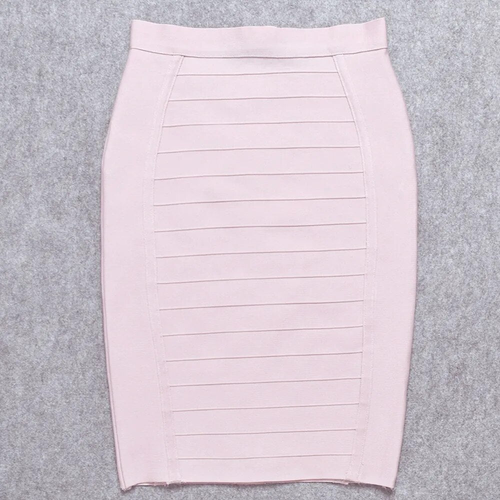 Women's High Waist Stretchy Slim Fit Midi Skirt Pencil Bandage Bodycon Skirt with Back Zipper