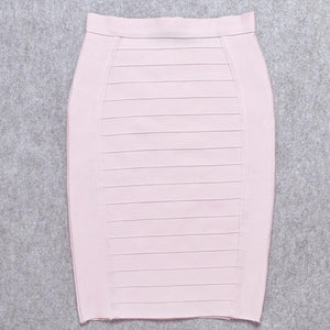 Women's High Waist Stretchy Slim Fit Midi Skirt Pencil Bandage Bodycon Skirt with Back Zipper