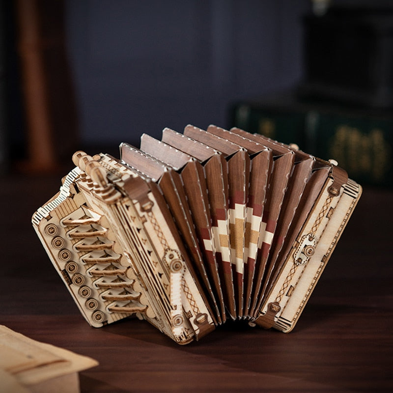 Wooden Craft Kits for Kids 3D Musical Instrument Wooden Puzzle Game Assembly Saxophone Drum 4 Kinds DIY Kit Accordion Cello Toy Gifts for Children