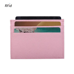RFID Genuine Leather Credit Card Holder Candy Color Business Card Holder ID Card Case