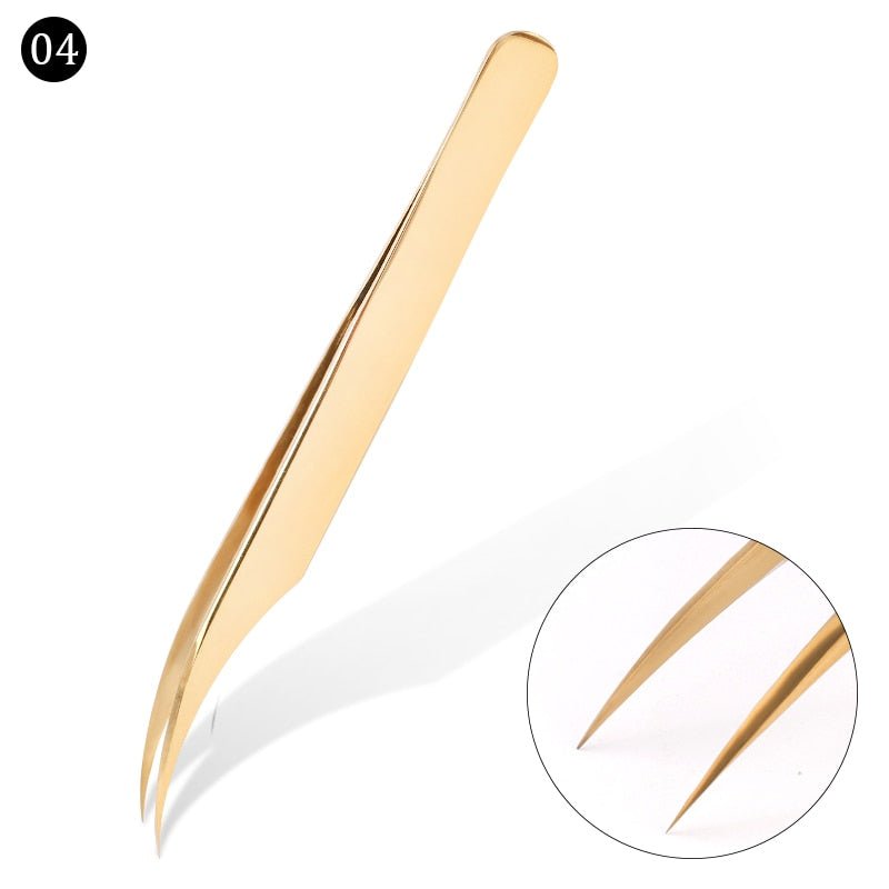 Eyelash Extension Tweezers Professional Stainless Steel Straight Curved Volume Precision Lash Tool