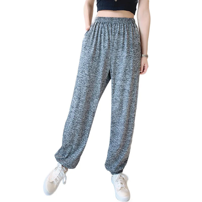Plus Size Knit Cotton Women's Pajamas Pants Plus Size Sleepwear Loose Wide Leg Trousers