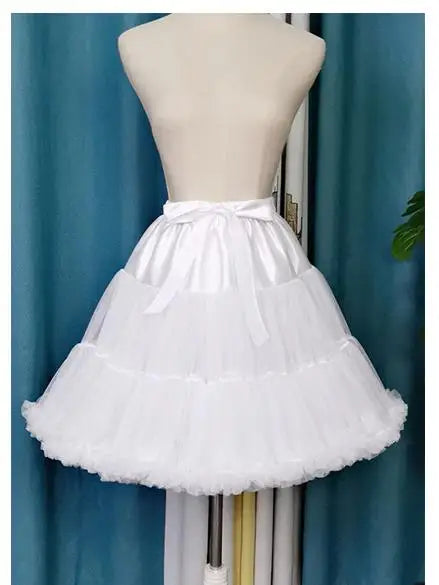 Flower Style White Chiffon Adjustable Petticoat Crinoline Inner Bustle Cosplay Tutu Puffy Skirt Layered Under Wedding Dress