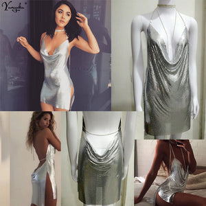 Sexy Backless Y2K Metal Party Dress