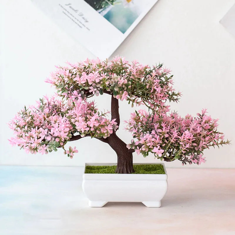 Artificial Bonsai  Plants Small Tree Pot Fake Plant Flowers Potted Simulation Pine Tree For Home Decoration
