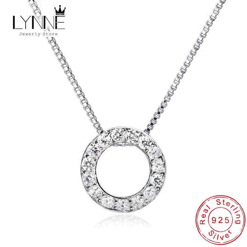 925 Sterling Silver Jewelry Fine Round Cubic Zirconia Pendant Necklaces New Fashion Trend for Women Semi Circle CV Clavicle Chain Gift for Her