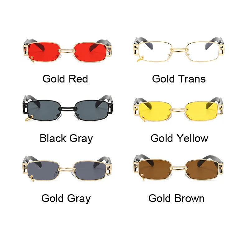 New Fashion Square Sunglasses Luxury Small Frame Sun Glasses Rectangle Metal Mirror Shades