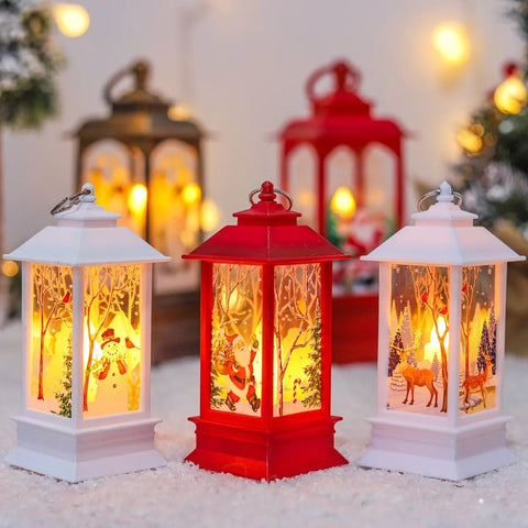 Christmas LED Lantern Light Merry Xmas Home Decoration Tree Ornament Holiday Craft Supply Decor
