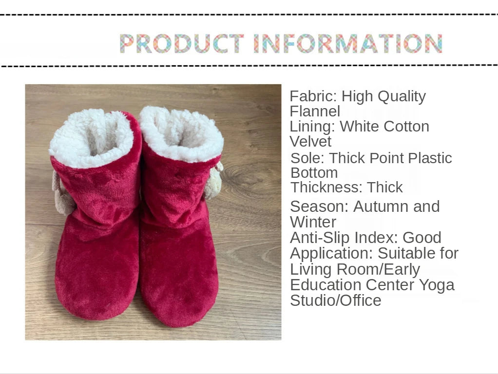 Cozy Flannel Home Indoor Winter Slippers Non Slip Grip Fluffy Boots