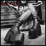 Women's Platform Chunky High Heels Boots Shiny Gothic Platform Boots