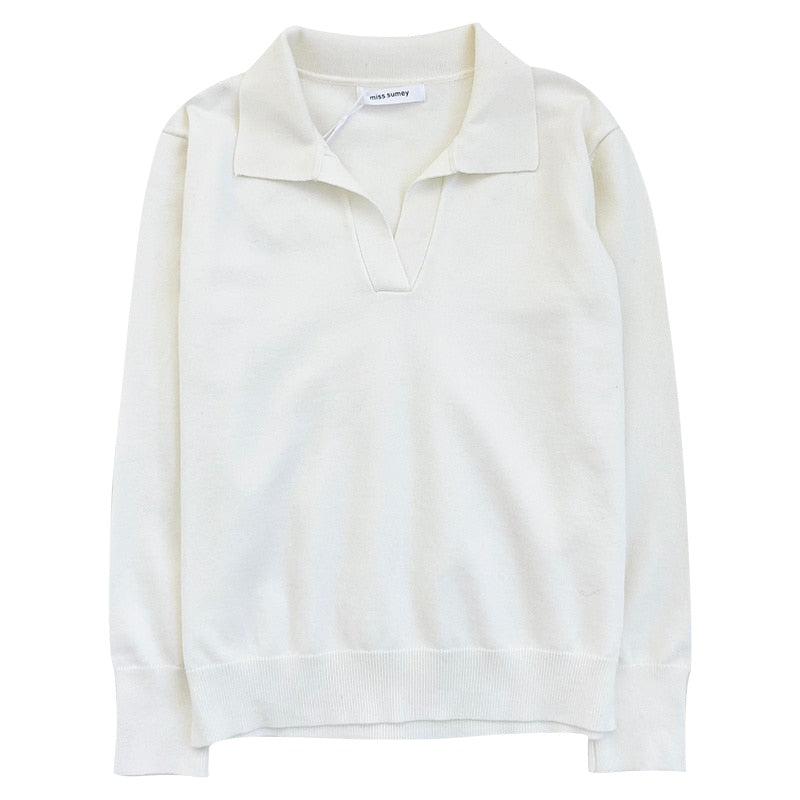 Polo's Neck Long Sleeve Women's Jumper Shirt