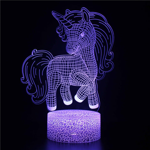 Unicorn LED Night Light Kids Mini Optical Table Lamp Remote Control Bedroom Decor Gift