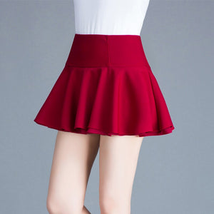 Women's Girls High Waist Pleated Summer Double-Layer Mini Skirt Chiffon Stretchy Fabric Skirt