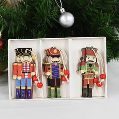 Christmas Tree Ornaments Nutcracker Soldier Hanging Ornaments Merry Christmas Tree Wood Ornaments Craft Supplies