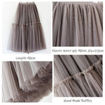 Long Tulle Skirts for Women Gothic Pleated Skirt Casual Party Fairy Core Ruffles Midi Skirt