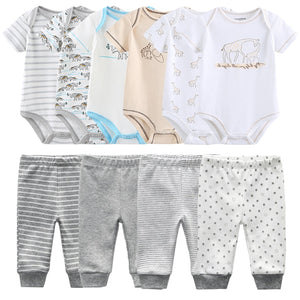 Newborn 6-Piece Bodysuit+4-Piece Pants Sets Baby Toddler Girl Suit Infant Pajama Pure Cotton Sets