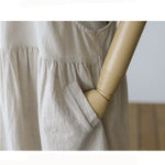Ladies Plus Size Cotton Linen Sleeveless Robe Dress w/ Pockets