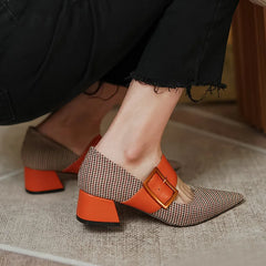 New Design Women's Pumps Medium Heels Pointed Toe Shoes