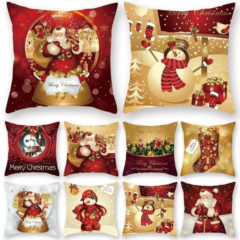 Christmas Pillow Covers Merry Xmas Festive Cushion Home Decoration Holiday Sofa Decor Set
