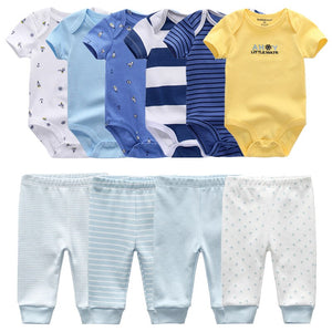 Newborn 6-Piece Bodysuit+4-Piece Pants Sets Baby Toddler Girl Suit Infant Pajama Pure Cotton Sets