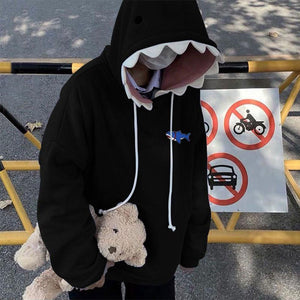 Shark Patchwork Hoodie Oversized Hoodie Casual Sweatshirt Funny Shark Hoodie Fall Winter Long Sleeve Pullover