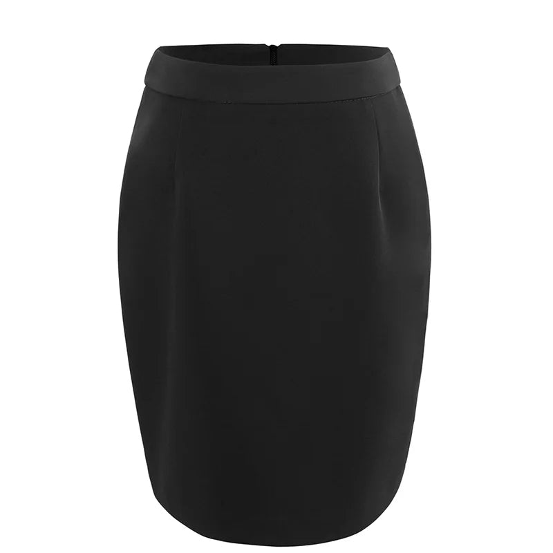 Women's Plus Size Black Above Knee Skirt Bodycon  High Waist Office Short Skirts