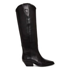 Women's Western Cowboy Boots Genuine Suede Leather Knee-High Pointy Vintage Boots