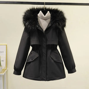 Cotton Padded Mid-Length Down Coat Women's Warm Winter Jacket
