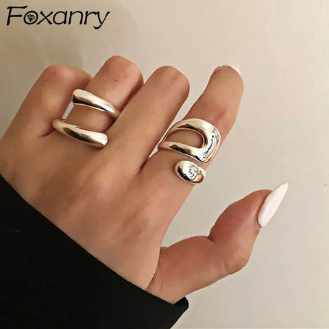 Chunky Ring Women Silver Irregular Adjustable Thumb Statement Fashion Jewelry Gift Accessories