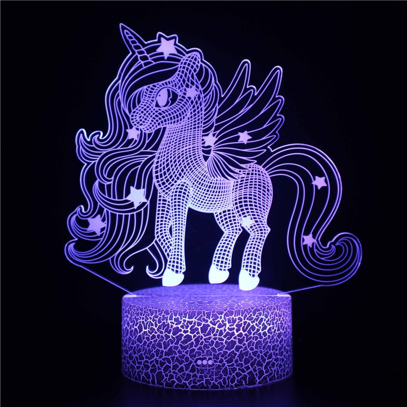 Unicorn LED Night Table Lamp Mini LED Optical Night Light Lamp with Remote For Kids