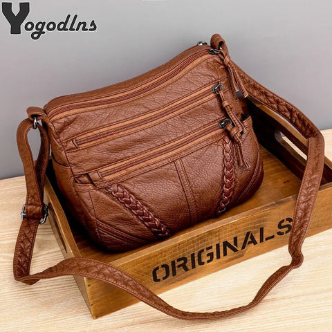 Shoulder Bag Women PU Leather Messenger Matching Fashion Handbag Casual Everyday Purse Gift