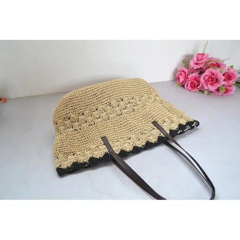 Straw Bag Women Crochet Soft Thin Rope Handbag Casual Summer Beach Tote Purse
