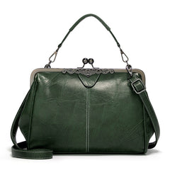 Faux Leather Clutch-Leather Ball Clasp Purse Women's Handbag Retro Shoulder Bag