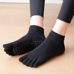 Women's Breathable Pilates Socks Anti-Slip Five-Toe Yoga Socks Quick-Dry Cotton Ladies Ballet Dance Elasticity Fitness Toe Socks